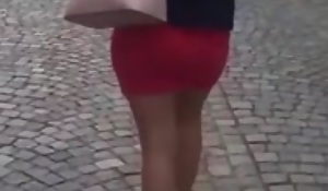 Sexy mummy blonde roughly mini skirt ass walk