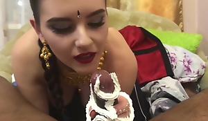 White Girl in Indian Attire Does Sensual Flogged Voice Blowjob-Alyssa Quinn